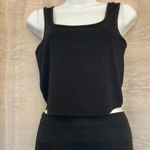 Bozzolo Black Sleeveless Crop Top and Skirt Set Large New